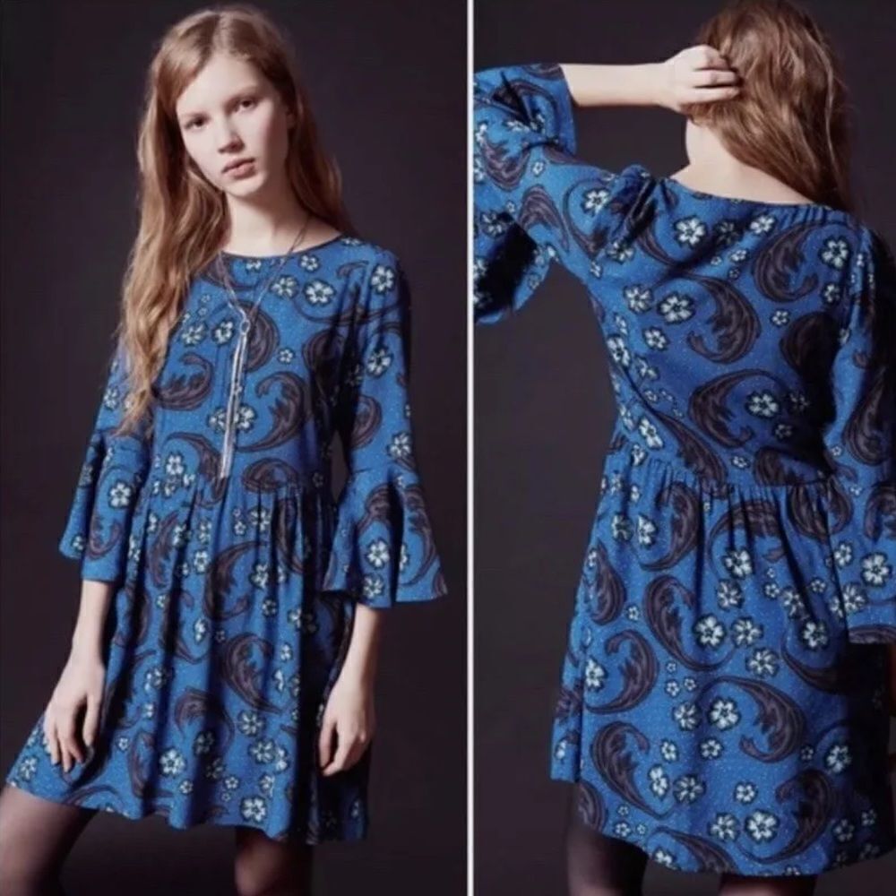 For Love & Lemons Floral Bell Sleeve Babydoll Dress